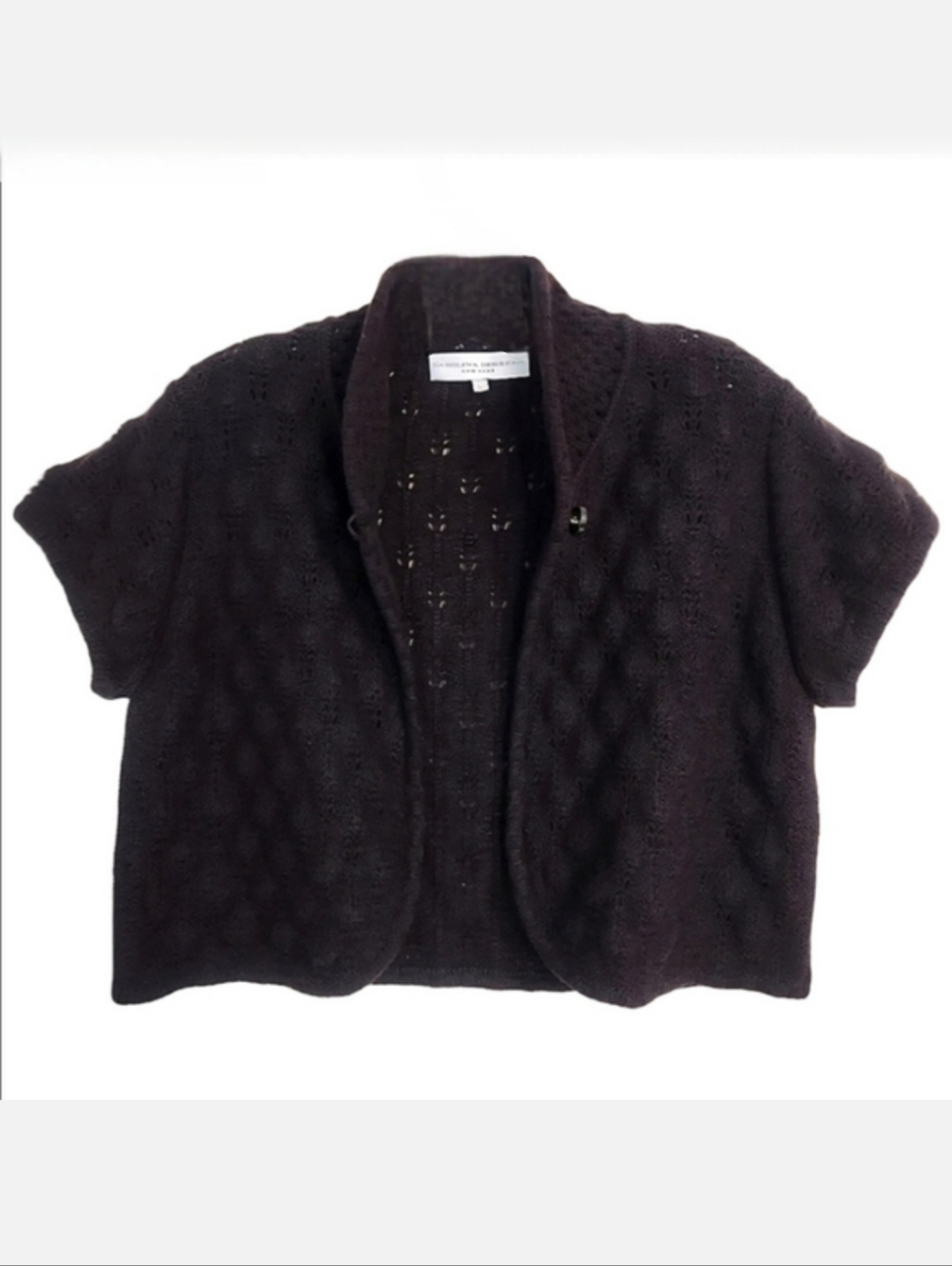 Carolina Herrera Brown Bolero Sweater Knit Shrug, Size L ~ EUC